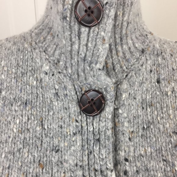 Irish Wool Aran Fisherman Cable Knit Keltic Cardigan Sweater sz M Grey - Picture 2 of 16